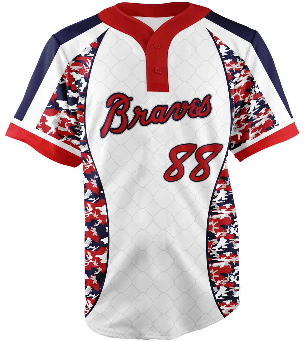 2 Color Shoulder & Side Angle Trim 6 Button Baseball Jersey | Names &  Numbers
