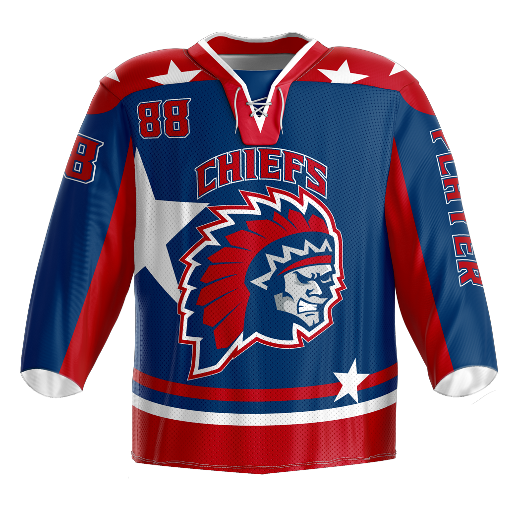 Custom Hockey Jerseys with Tackle Twill Patches Sublimated Ice